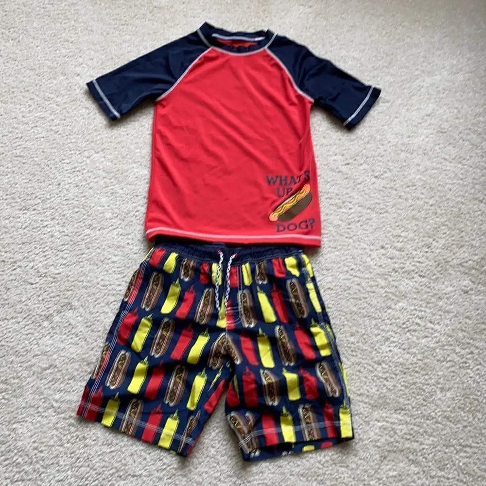 Gymboree Size 7/8 Hotdog swim set